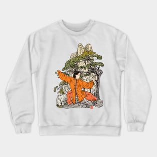 Tai Chi Warrior in the Mountains (Orange) Crewneck Sweatshirt